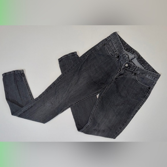 Express Denim - Y2K Express Classic Gray Women's Jeans With Rhinestone Embellishments